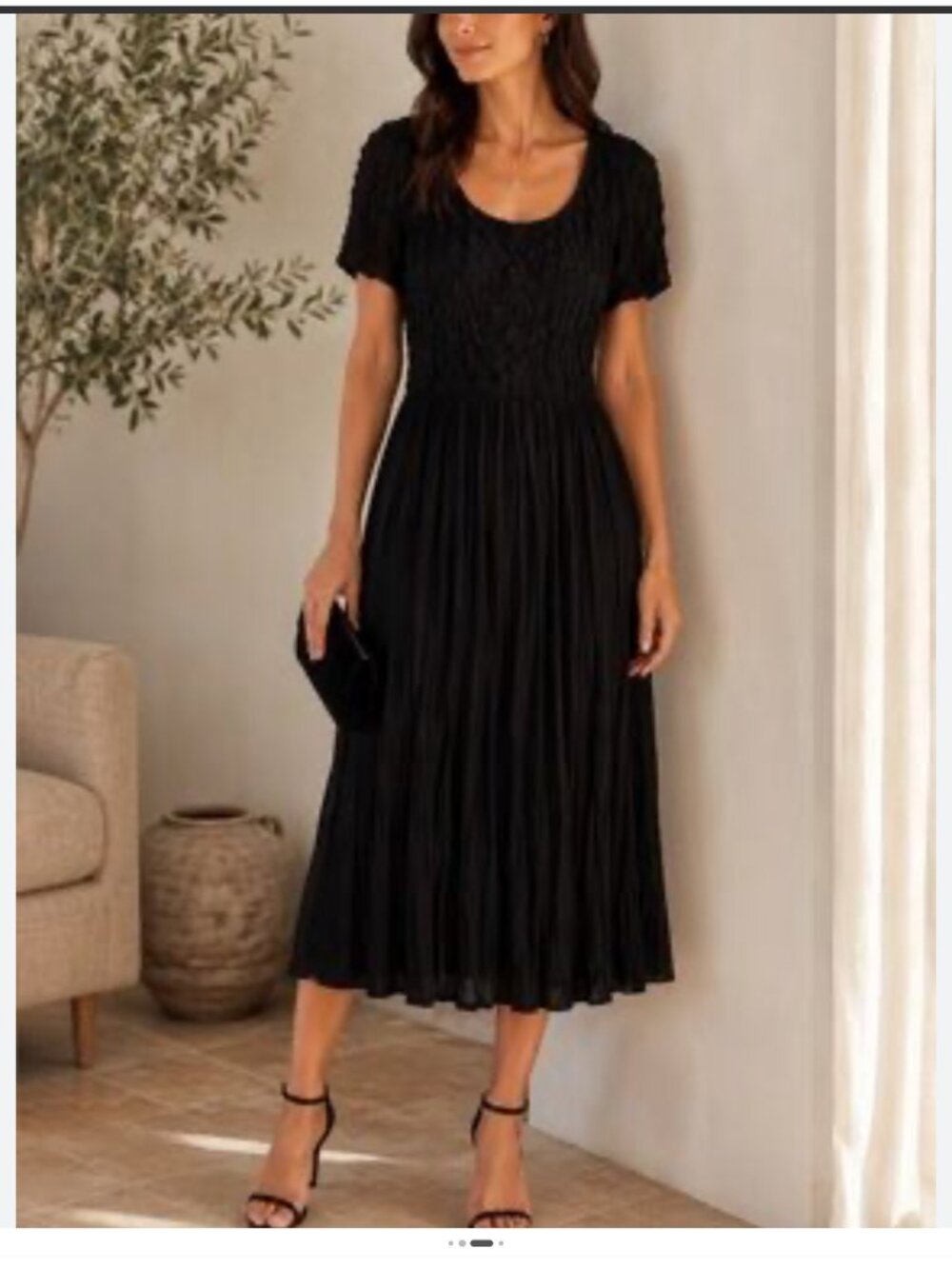 Vintage Jeffrey & Dara black flutter sleeve, tie back A-Line dress size 6